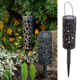 Set 4 lampi LED Solare de Gradina cu picior si agatatoare tip Felinar
